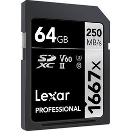 Lexar Professional 1667x 64GB SDXC UHS-II U3 C10 V60 Memory Card - 250MB/s -muistikortti