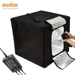Godox LST40 kuvausteltta/valosetti (3kpl LED-valot, tehons&auml;&auml;t&ouml; sek&auml; 40*40*40 kuvausteltta)