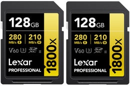 Lexar SDXC Pro 1800x U3 UHS-II R280/W210 (V60) 128GB -muistikortti 2pack