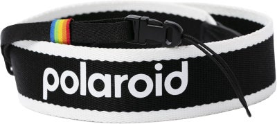 POLAROID Camera Strap Flat Black & White kaulahihna