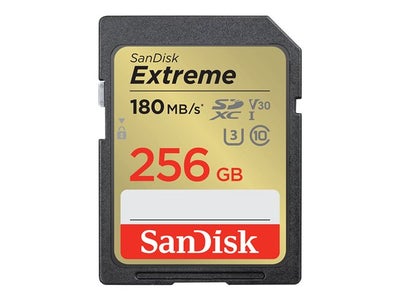 Sandisk Extreme SDXC Card 256GB 180MB/s V30 UHS-I U3 -muistikortti