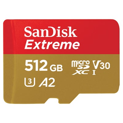Sandisk MicroSDXC Extreme 512GB w/Adapter 190MB/s A2 C10 V30 -muistikortti