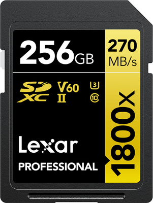 Lexar Pro 1800x SDXC U3 (V60) UHS-II R270/W180 256GB -muistikortti