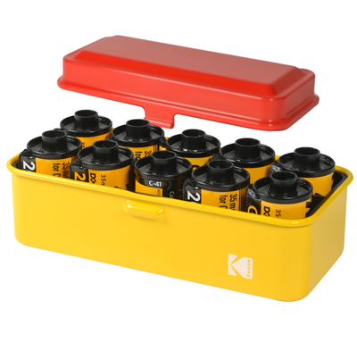 Kodak isokokoinen 120/135 filmikotelo -muistikorttikotelo, punakeltainen