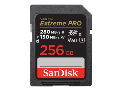 Sandisk Extreme Pro SDXC Card 256GB - 280/150MB/s V60 UHS-II U3 -muistikortti